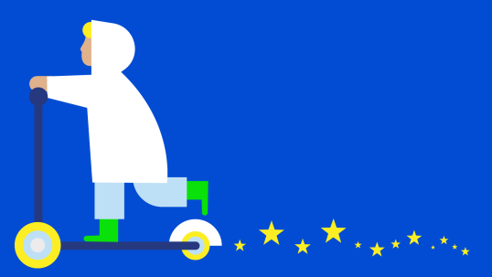 Laptop wallpaper - Boy with a white vest on a trotinette