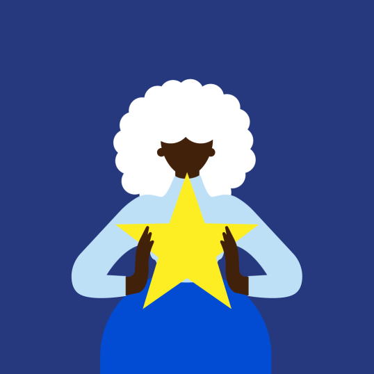 Smart watch wallpaper - Girl with dark skin holding a yellow star