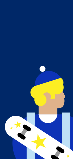 Blond-haired boy holding his skateboard